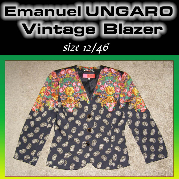 Vintage sz 12 Emanuel UNGARO Paisley Print Blazer - Picture 1 of 7